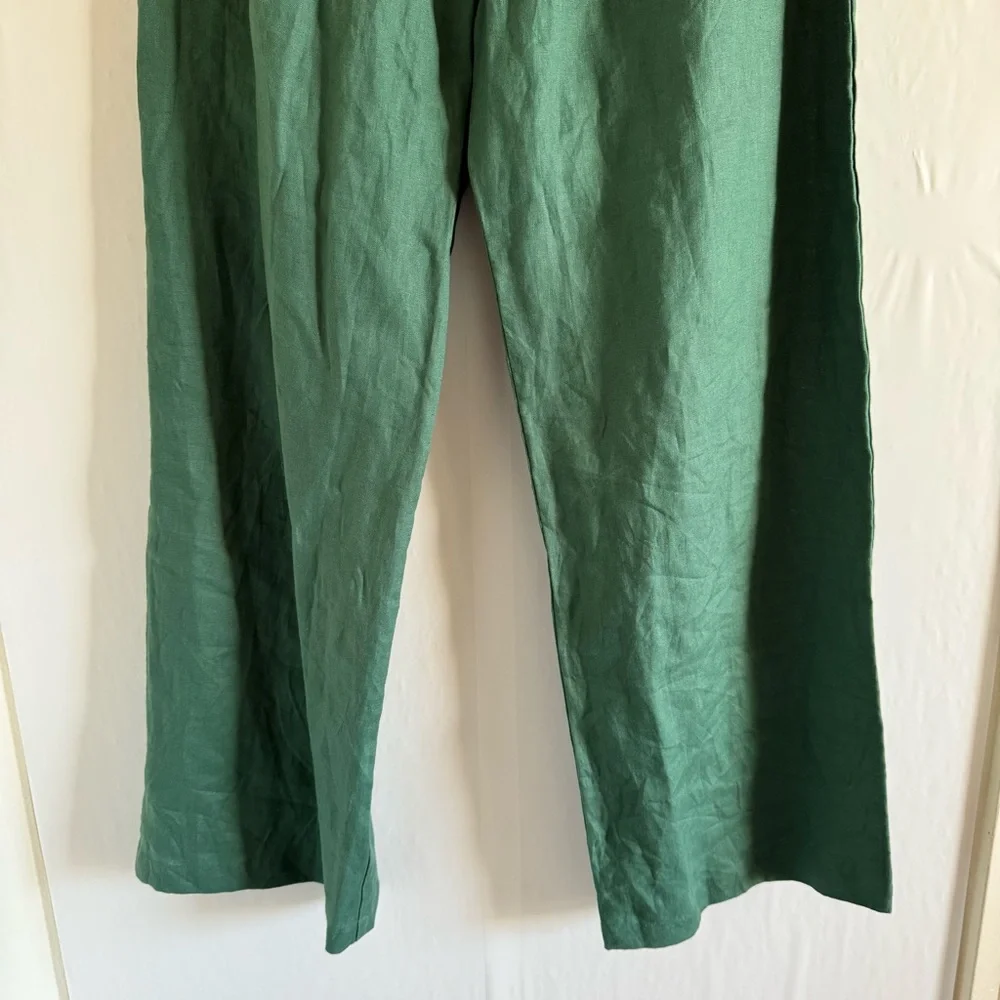 Reformation Green Linen Dress Pants Size 12